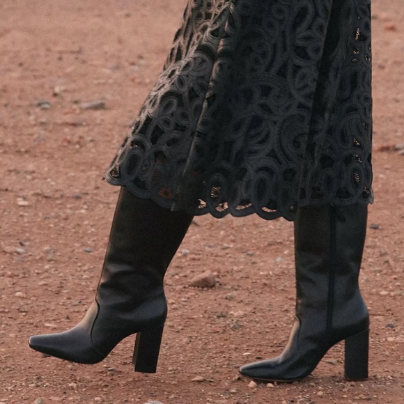 Schutz Camille Bootie Heeled Calf Boot Anthropologie Black Women's Size 8 NEW - Picture 3 of 10